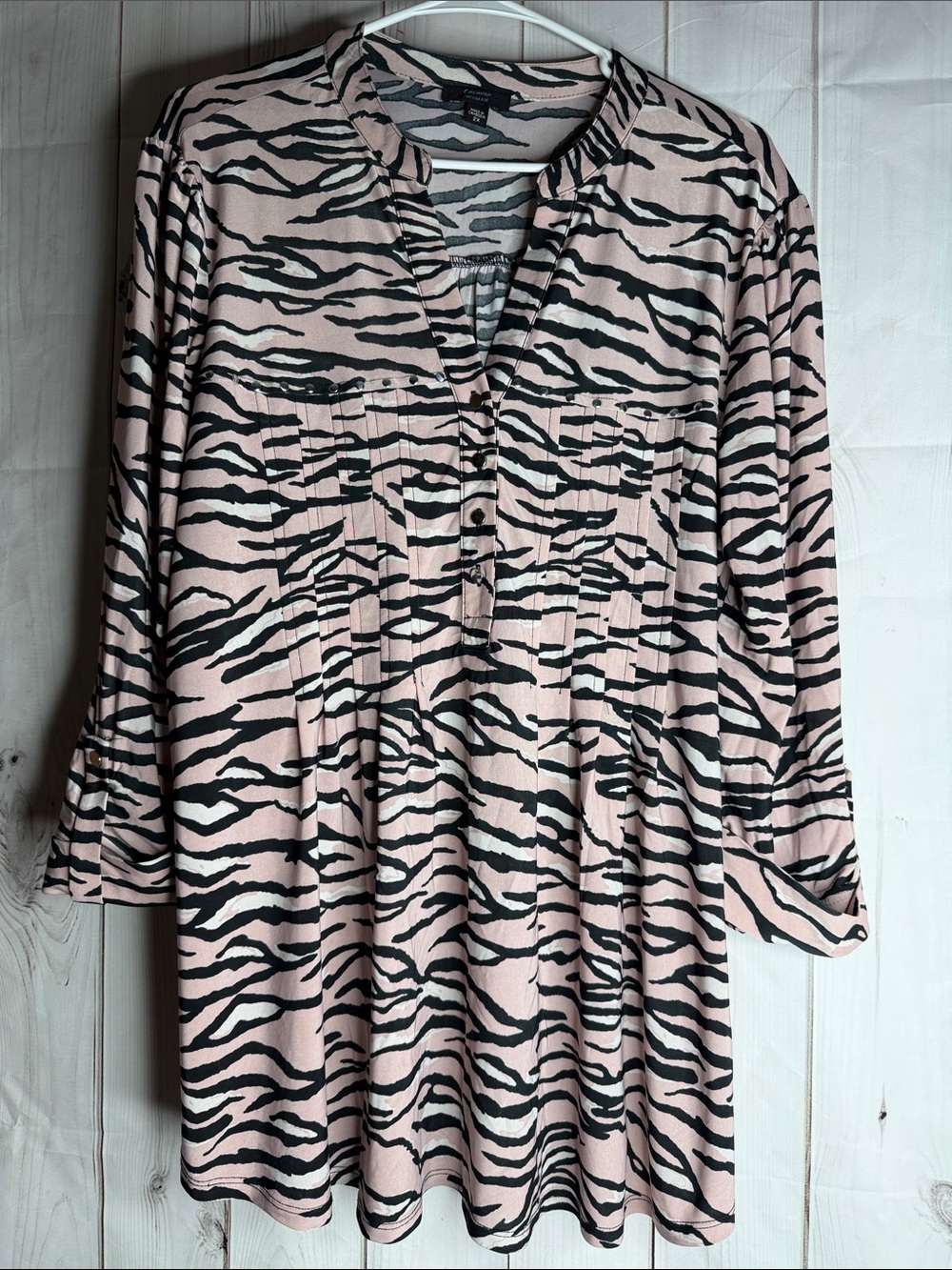 Cocomo Pink and Black Zebra-Print Tunic Top 2x- 1183